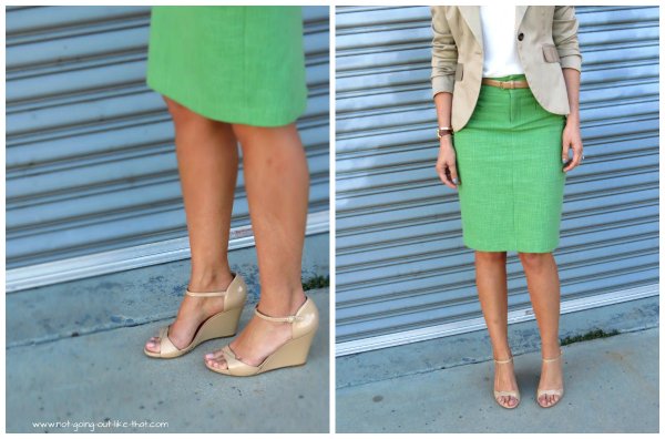 green skirt collage